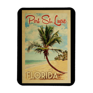 Port Saint Lucie Palm Tree Vintage Travel Magneet