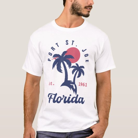 Port St. Joe Florida Retro Palm Trees Souvenirs T-shirt (Voorkant)