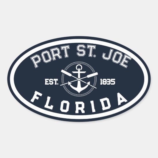 Port St. Joe Florida strandt Navy Oars Anchor Ovale Sticker (Voorkant)