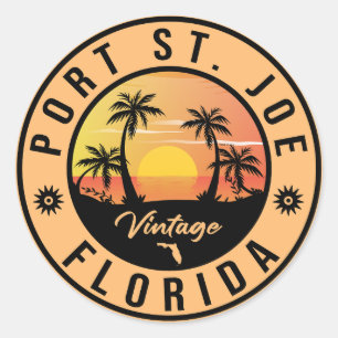 Port St Joe  Retro 70s Souvenirs Ronde Sticker