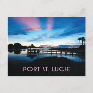 Port St. Lucie, Florida, Dock in Night Briefkaart