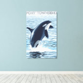 Port Townsend, WashingtonOrca Jumping Canvas Afdruk (Insitu (Houten vloer))