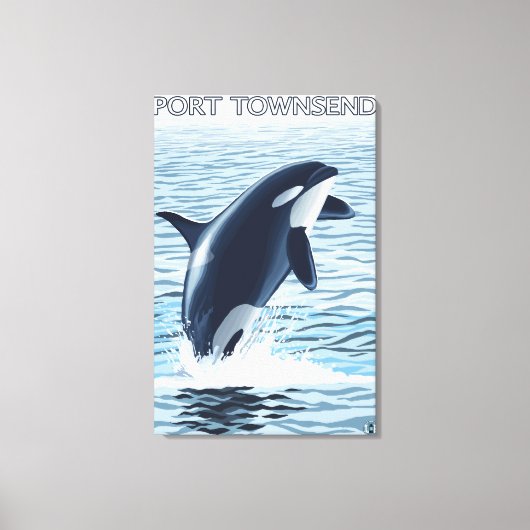 Port Townsend, WashingtonOrca Jumping Canvas Afdruk (Voorkant)