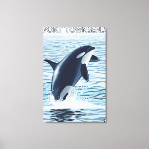 Port Townsend, WashingtonOrca Jumping Canvas Afdruk