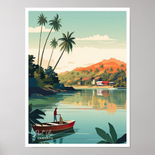 Port Vila Vanuatu Art Vintage Travel Illustratie Poster