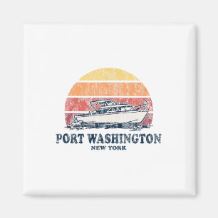 Port Washington Ny varen 70s Retro Boat Magneet