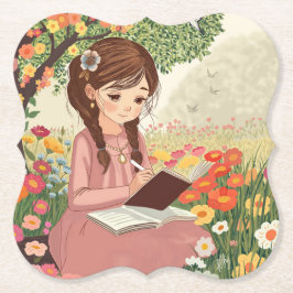 porta copos de papel Menina no Jardim Kartonnen Onderzetters