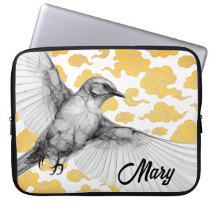 PORTABLE COLIBRI AVEC NUAGES DIY NOM HOUSSE POUR ORDINATEUR