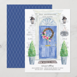 Porte avant bleue Faire-part de déplacement