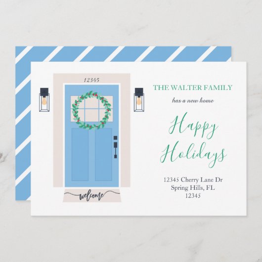 Porte avant Déplacement Faire-part bleu (Devant / Derrière)