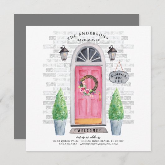 Porte avant rose Faire-part de déplacement (Devant / Derrière)