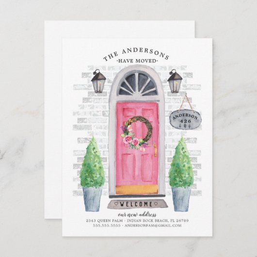 Porte avant rose Faire-part de déplacement (Devant / Derrière)