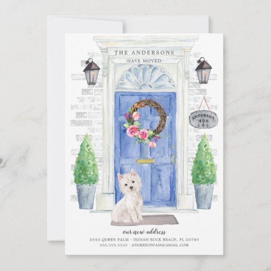 Porte avant Westie Terrier Faire-part de déplaceme (Devant)