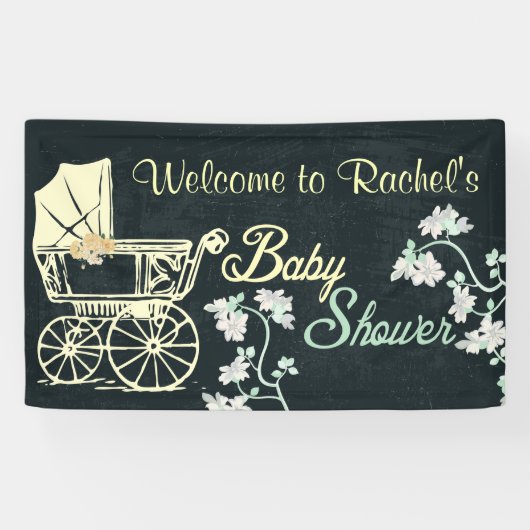 Porte-bébé jaune, bannière Baby shower (Horizontal)