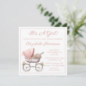 Porte-bébé vintage Baby Girl Douche Invitation (Debout devant)