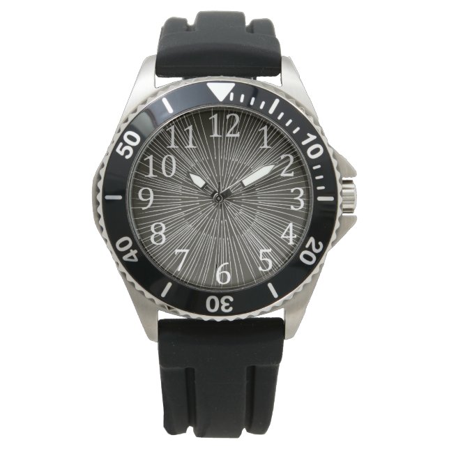 Porte blanche alternant sur noir, montre masculine (devant)