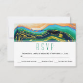 Porte bleu vert or feuille géode mariage RSVP (Devant)