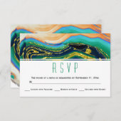 Porte bleu vert or feuille géode mariage RSVP (Devant / Derrière)