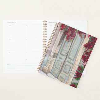 Porte Bleue Vintage Aquarelle