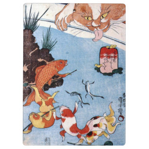 Porte-bloc 猫 と 金 魚, 国 Chat et Poisson d'or, Kuniyoshi, Ukiyo-