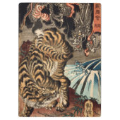 Porte-bloc 龍虎, tigre de 国芳 et dragon, Kuniyoshi, Ukiyo-e (Dos)