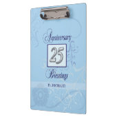 Porte-bloc 25e anniversaire en bleu et argent (Gauche)