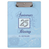 Porte-bloc 25e anniversaire en bleu et argent (Devant)
