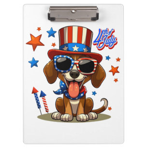 Porte-bloc 4 juillet chien/chiot mignon, patriotique