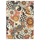 Porte-bloc 90s Happy Faces Sun Flowers Pattern (Dos)