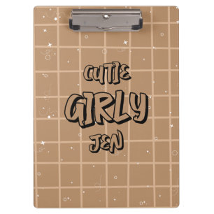 Porte-bloc à carreaux marron girly mignon