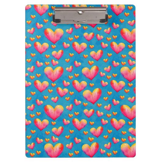 Porte-bloc à coeurs aquarelle multicolores (Devant)