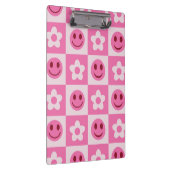 Porte-bloc à damiers fleurs et visages heureux rose (Swatch)