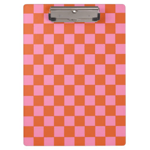 Porte-bloc à damiers orange et rose