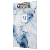 Porte-bloc à monogramme en marbre blanc bleu or (Gauche)