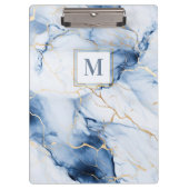 Porte-bloc à monogramme en marbre blanc bleu or (Devant)