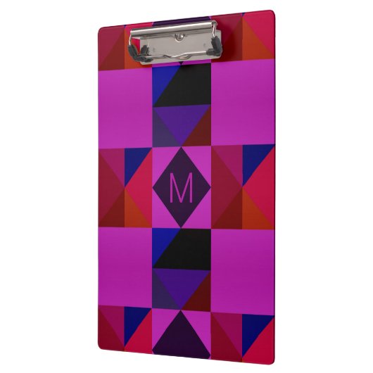 Porte-bloc Abstract Magenta Geometric Pattern Monogram (Gauche)