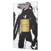 Porte-bloc Abstrait Brosse noire avec logo Gold Name (Gauche)