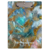 Porte-bloc Abstrait Gold Turquoise Faux Foil Parties scintill (Devant)