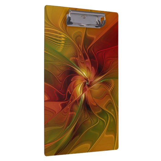 Porte-bloc Abstrait Rouge Orange Brown Vert Fractal Art Flowe (Swatch)
