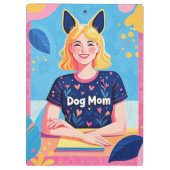 Porte-bloc Abstraite mère de chien en bleu rose (Dos)