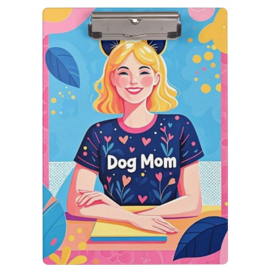 Porte-bloc Abstraite mère de chien en bleu rose (Devant)
