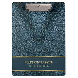 Porte-bloc Accents en cuir bleu or