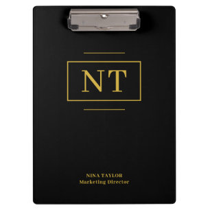 Porte-bloc Accessoire de bureau élégant à monogramme noir et