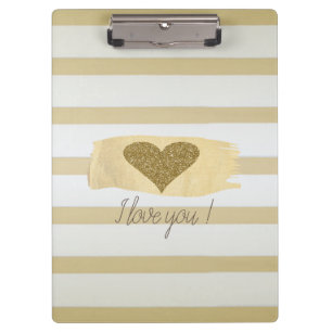 Porte-bloc Adorable Gold Parties scintillant Coeurs Stripes-J