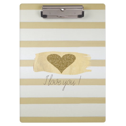 Porte-bloc Adorable Gold Parties scintillant Coeurs Stripes-J (Devant)