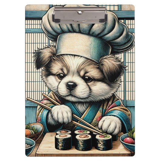 Porte-bloc Adorable Sushi Chef Chiot (Devant)