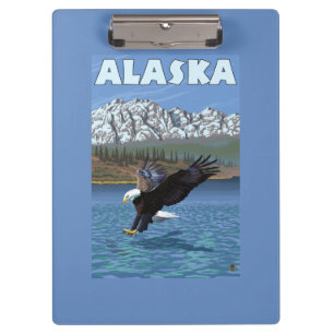 Porte-bloc Affiche de Vintage voyage d'AlaskaBald Eagle