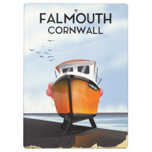 Porte-bloc Affiche de voyage bateau de pêche Falmouth Cornwal