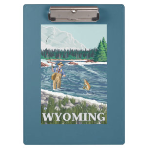 Porte-bloc Affiche de voyage de FishermanWyomingVintage de