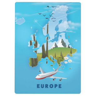 Porte-bloc Affiche de voyage de paysage de carte d'Europe